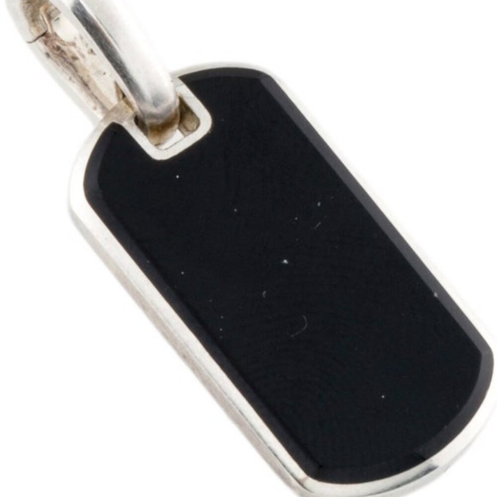 DAVID YURMAN STERLING SILVER 925 ONYX CHEVRON DOGTAG - Picture 6 of 6